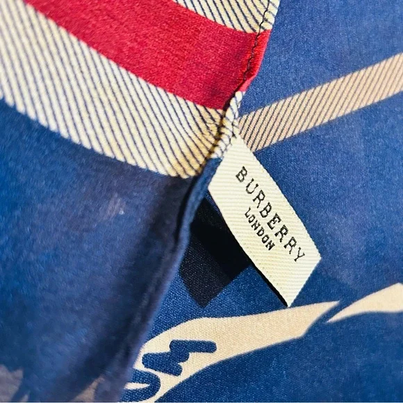 Burberry Montage Print Silk Scarf wEquestrian Knight Design&Icon Stripe - Picture 5 of 6